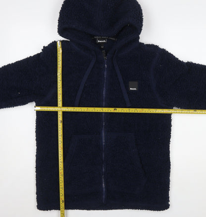 Bench Men's Blue Fleece Hooded Full Zip Jacket Size S