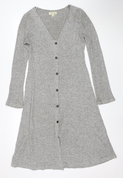 Monteau Los Angeles Women’s Grey Knit Shirt Dress Size M Long Sleeve