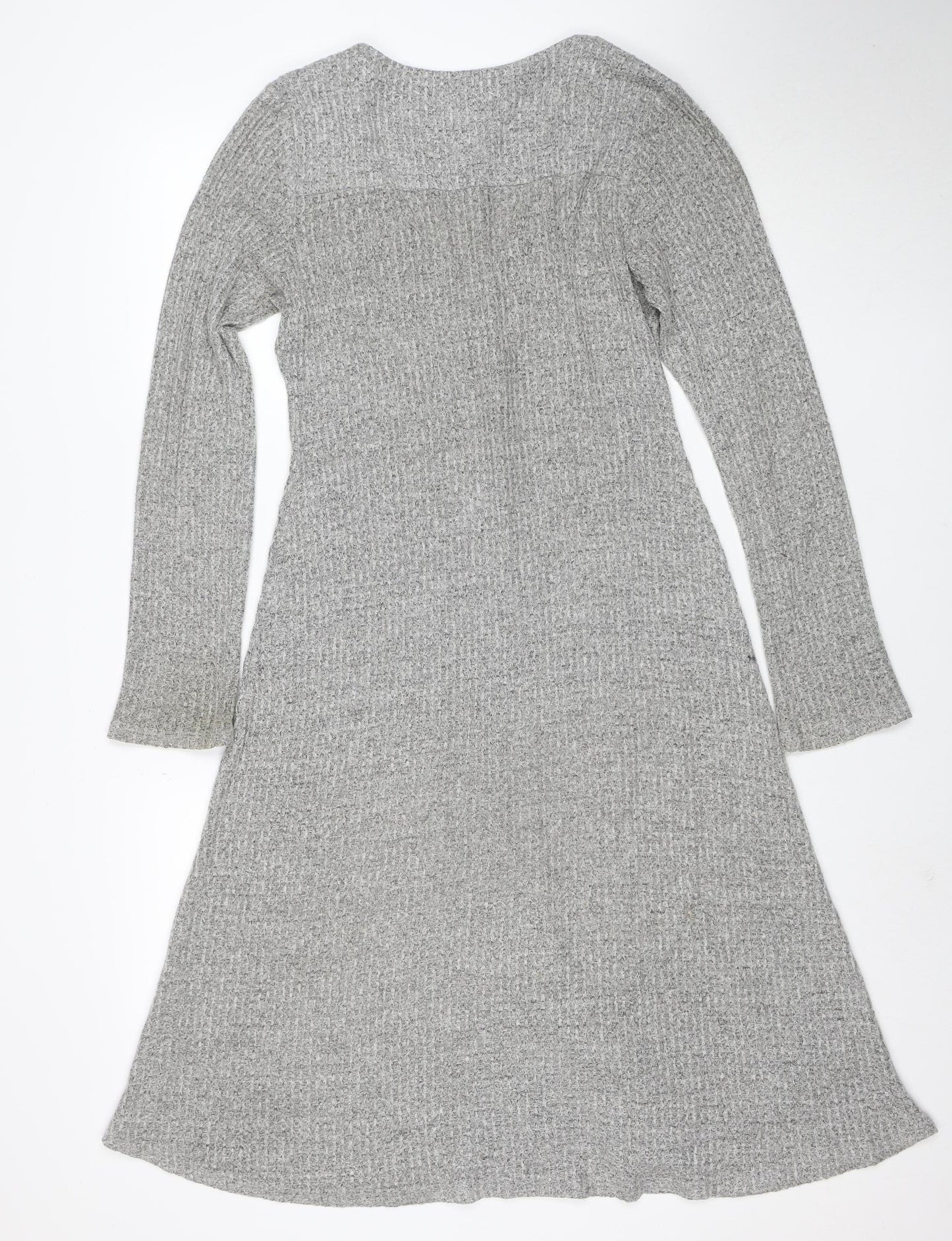 Monteau Los Angeles Women’s Grey Knit Shirt Dress Size M Long Sleeve