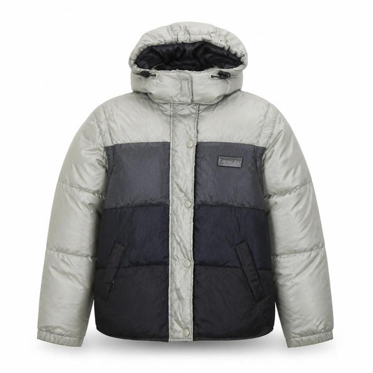 Everest Bay Women's Grey Blue Puffer Jacket Size S Hooded Down Coat