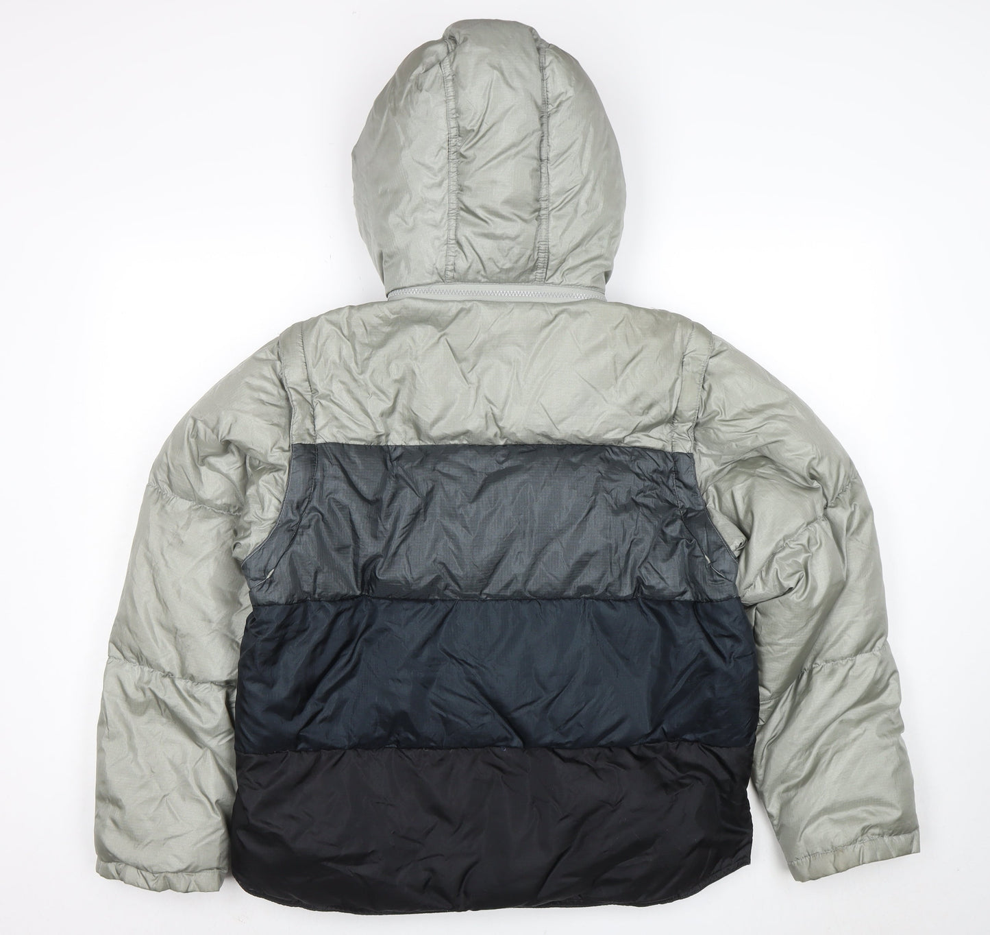 Everest Bay Women's Grey Blue Puffer Jacket Size S Hooded Down Coat