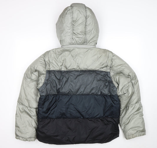 Everest Bay Women's Grey Blue Puffer Jacket Size S Hooded Down Coat