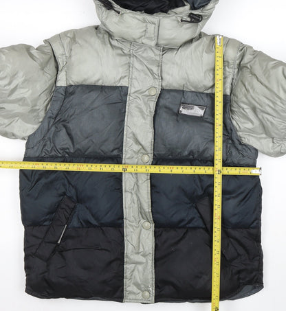 Everest Bay Women's Grey Blue Puffer Jacket Size S Hooded Down Coat