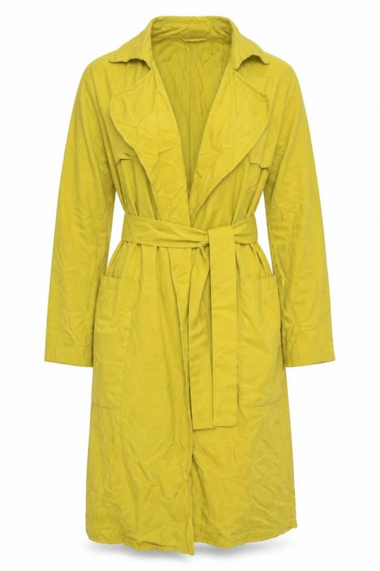Zara Trafaluc Women's Yellow Long Belted Trench Coat Size S