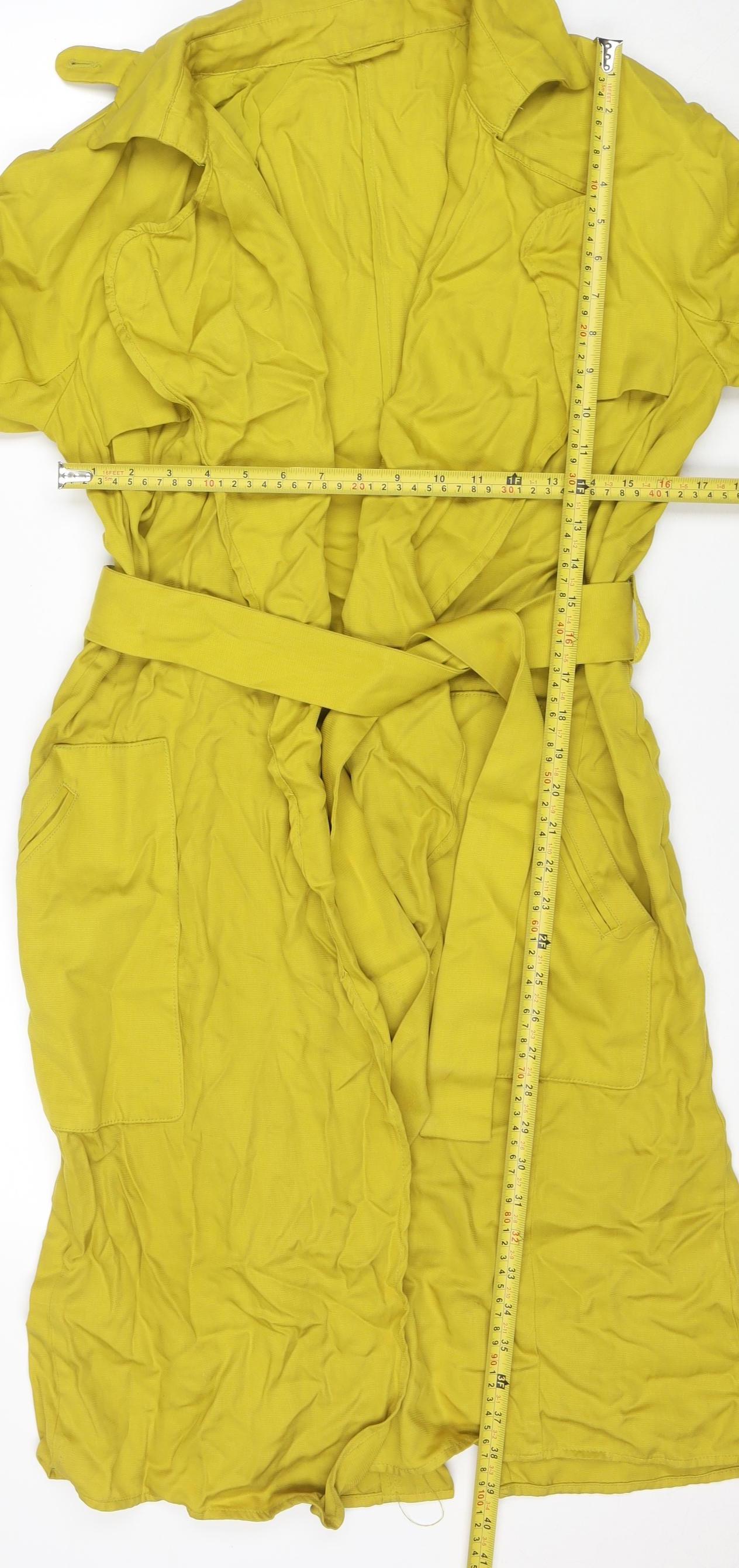 Zara Trafaluc Women's Yellow Long Belted Trench Coat Size S