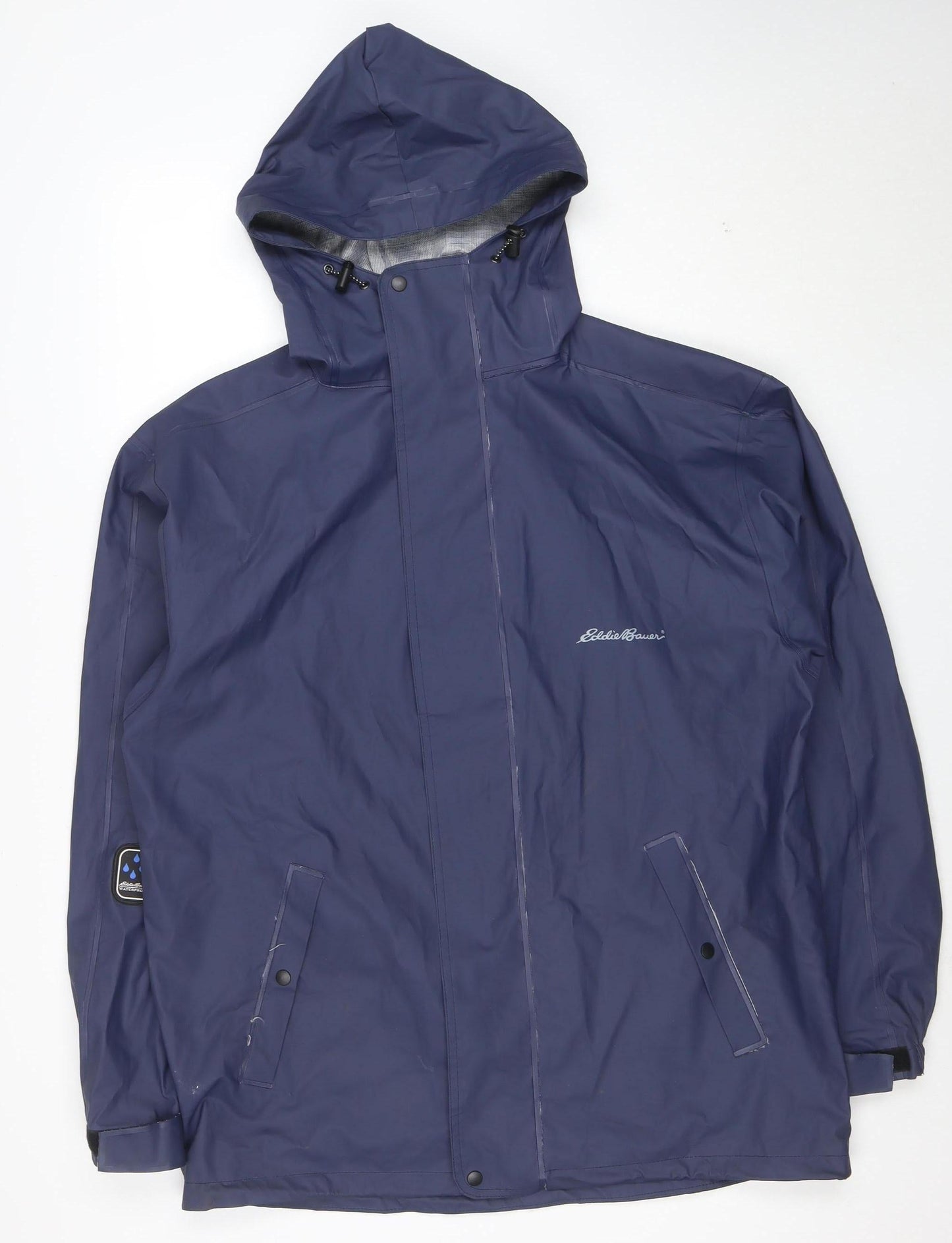 Eddie Bauer Women's Blue Waterproof Hooded Rain Coat Jacket M