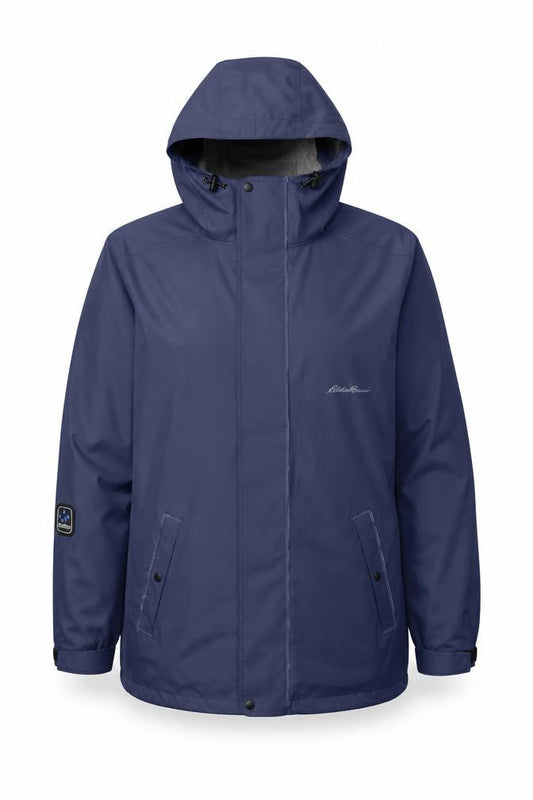 Eddie Bauer Women's Blue Waterproof Hooded Rain Coat Jacket M