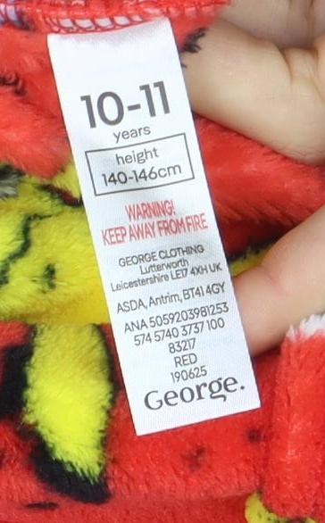 George Boys Red Pokémon Fleece Hooded Onesie 10-11 Years