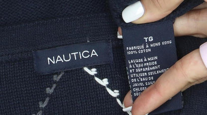 Nautica Men’s Blue Argyle V-Neck Cotton Jumper Size L