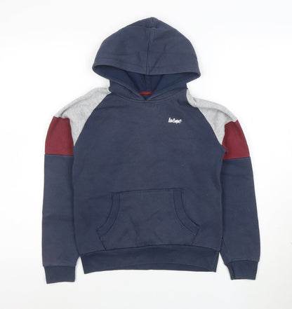 Lee Cooper Boys Blue Colourblock Pullover Hoodie 9-10 Years