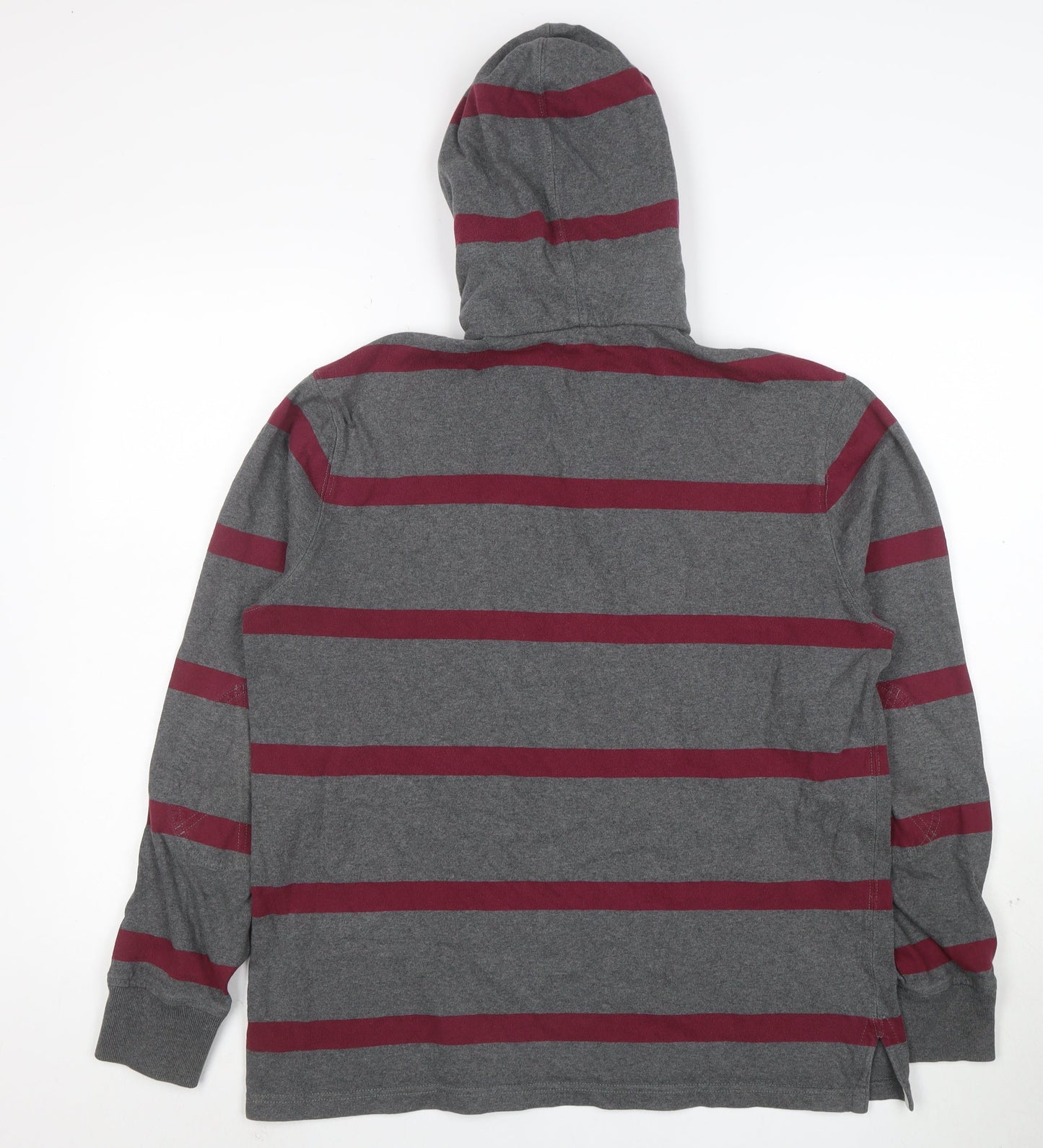 Ralph Lauren Men’s Grey Striped Henley Hoodie M Slim Fit Cotton