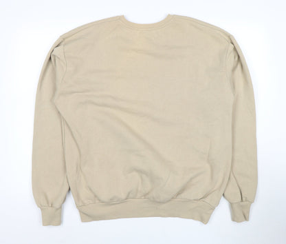 Stradivarius Women Beige Sweatshirt S Crew Neck Pullover Casual