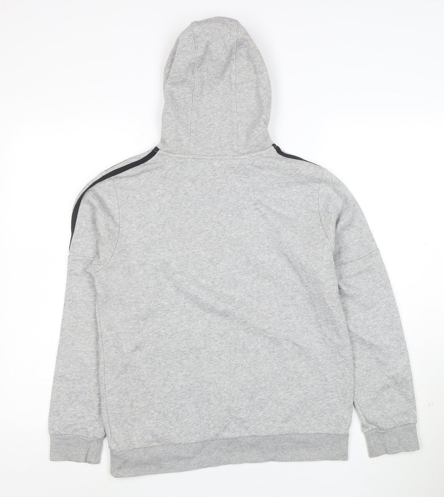 Adidas Boys Grey Hooded Pullover Hoodie 13-14 Years Cotton Blend