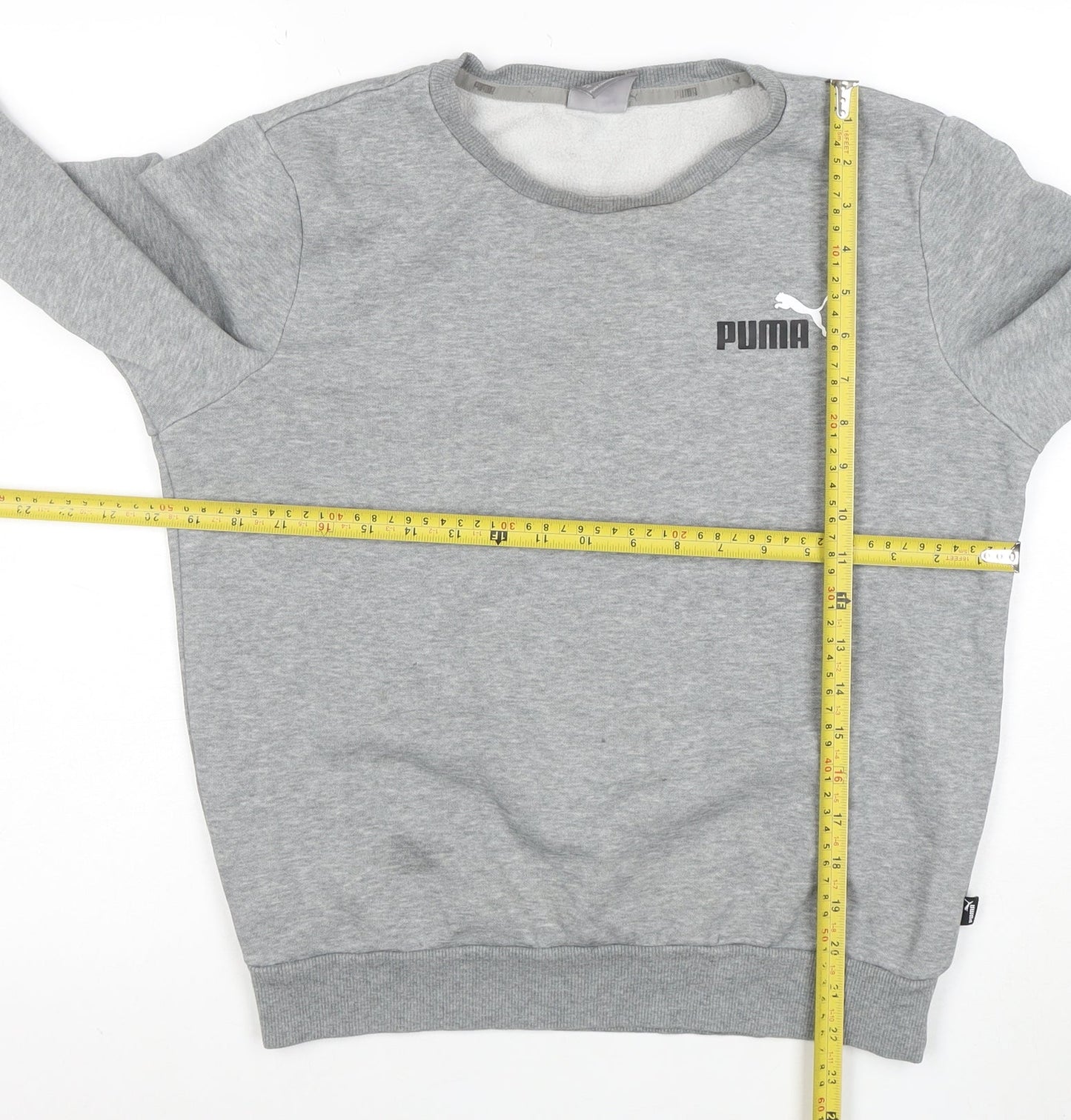 Puma Womens Grey XS Crew Neck Sweatshirt with Logo Print