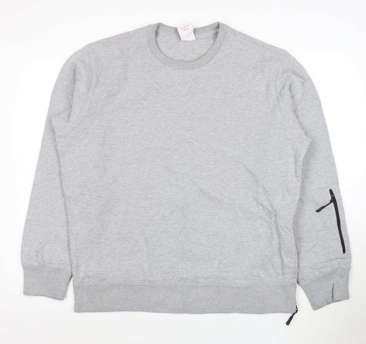Addict Men's Grey XL Pullover Crew Neck Sweatshirt with Zip Pocket