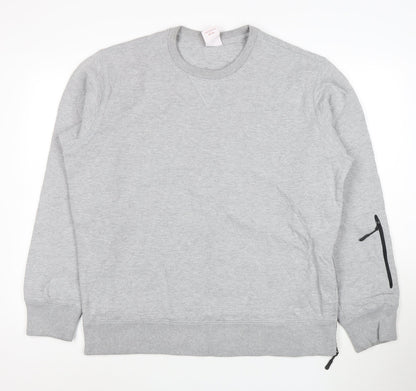 Addict Men's Grey XL Pullover Crew Neck Sweatshirt with Zip Pocket