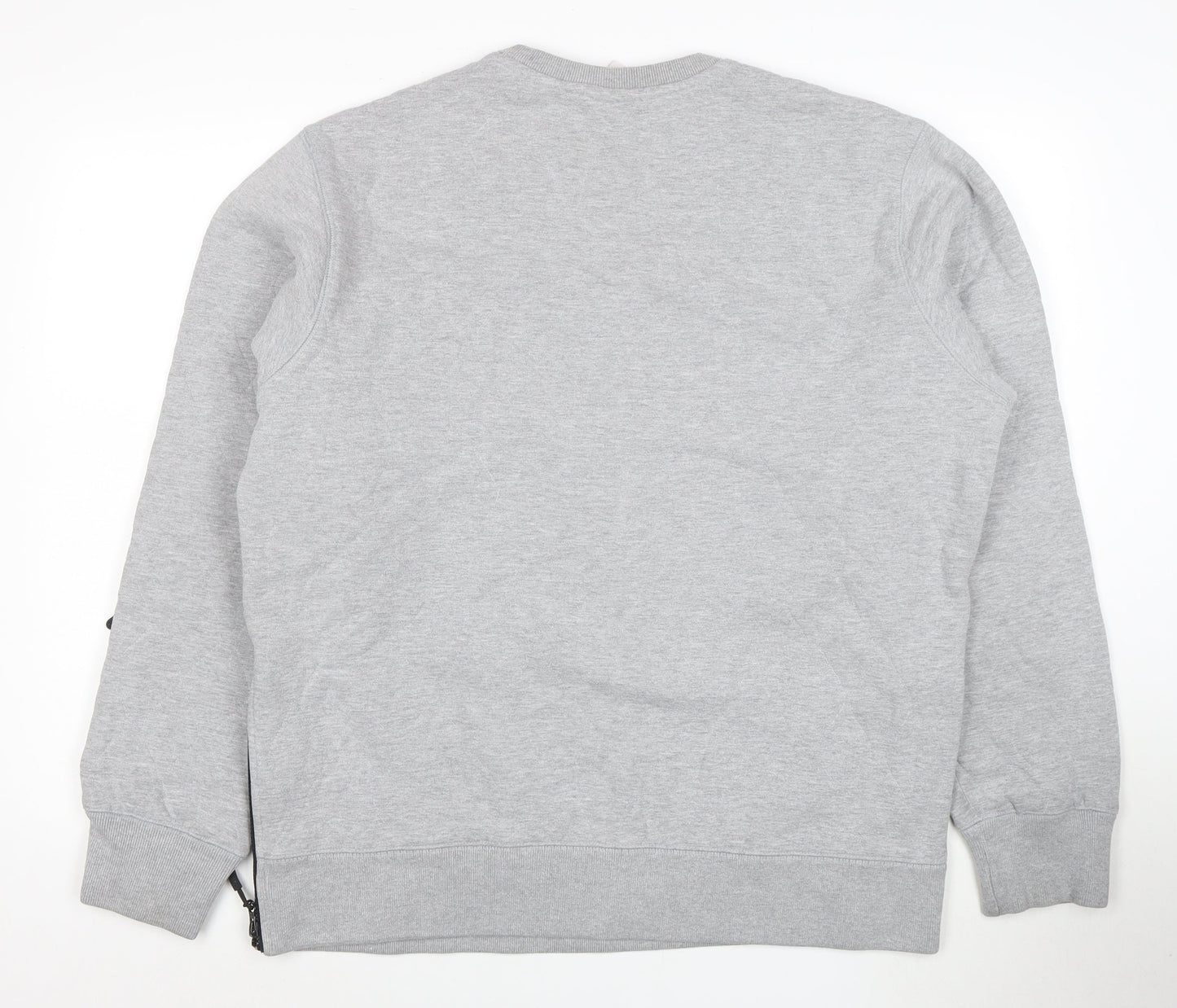 Addict Men's Grey XL Pullover Crew Neck Sweatshirt with Zip Pocket