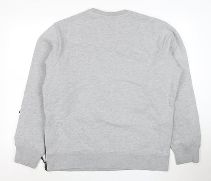 Addict Men's Grey XL Pullover Crew Neck Sweatshirt with Zip Pocket
