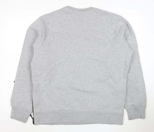 Addict Men's Grey XL Pullover Crew Neck Sweatshirt with Zip Pocket