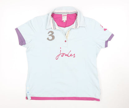 Joules Women’s Blue Polo Shirt Size 16 Classic Cotton Top