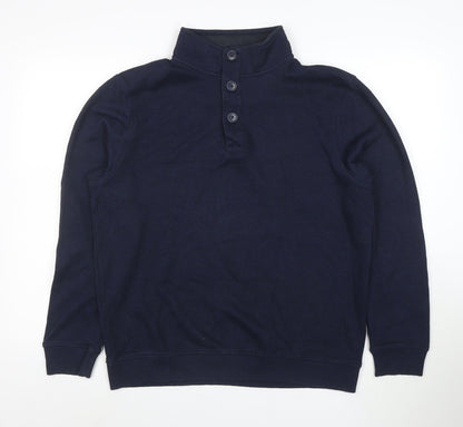 Maine New England Men's Blue Henley Sweatshirt L Classic Style