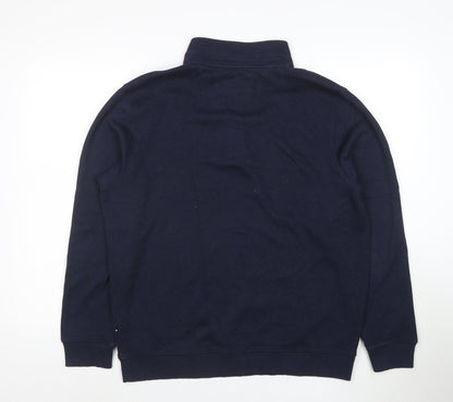 Maine New England Men's Blue Henley Sweatshirt L Classic Style