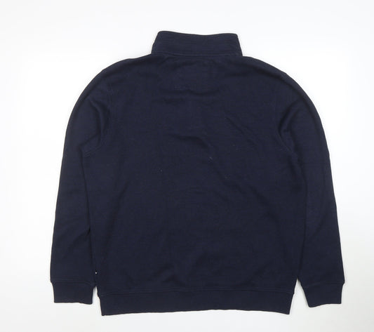 Maine New England Men's Blue Henley Sweatshirt L Classic Style