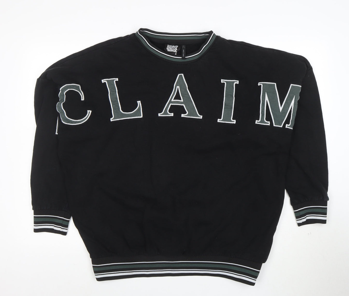Reclaimed Vintage Women's Black Medium Pullover Sweatshirt