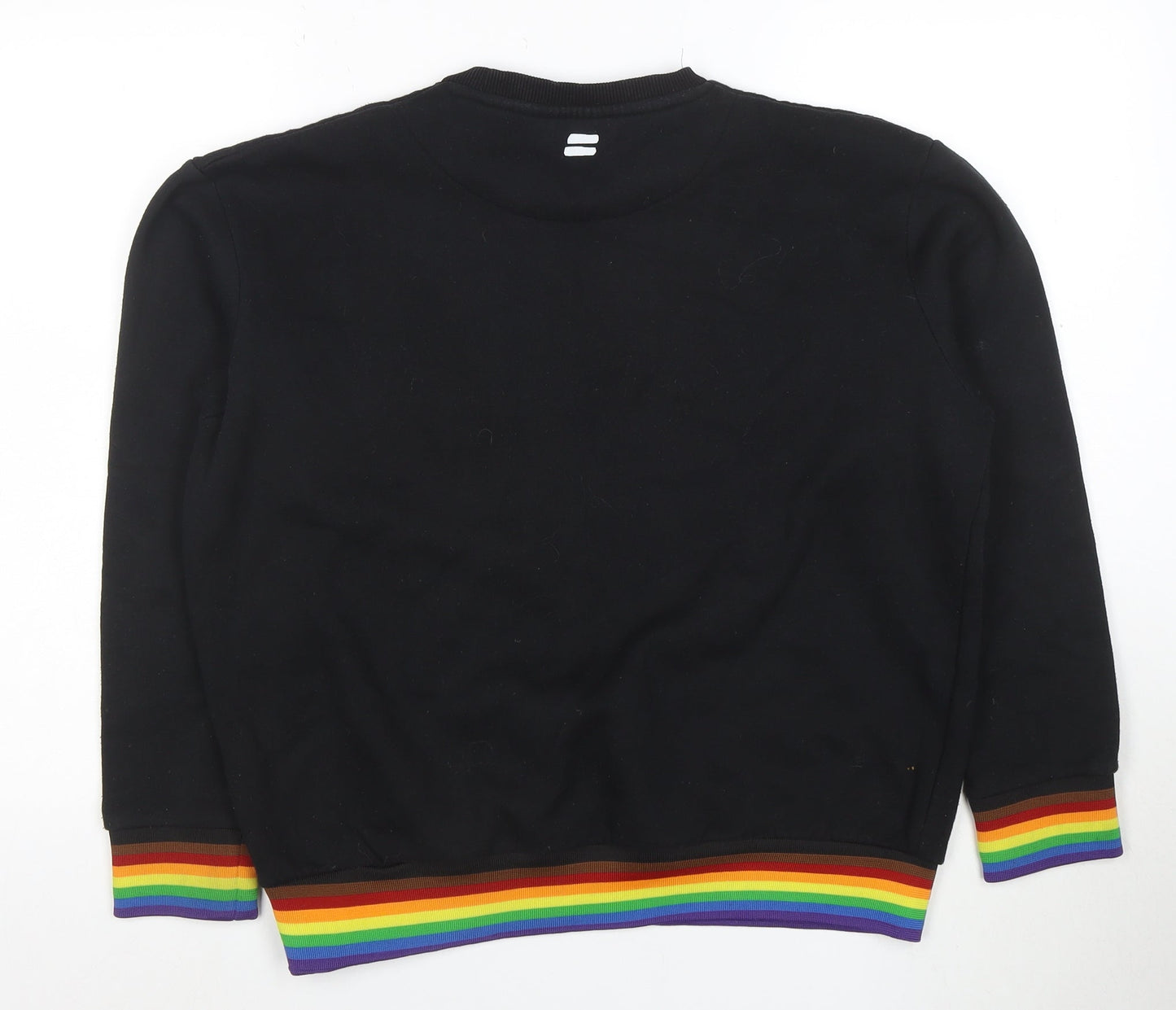 Boohoo Men’s Black Equality Rainbow Embroidered Pullover Sweatshirt Size S
