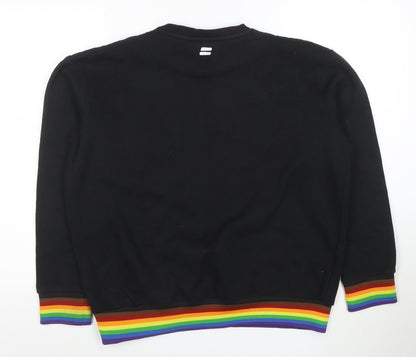 Boohoo Men’s Black Equality Rainbow Embroidered Pullover Sweatshirt Size S