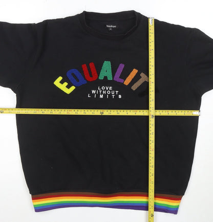 Boohoo Men’s Black Equality Rainbow Embroidered Pullover Sweatshirt Size S