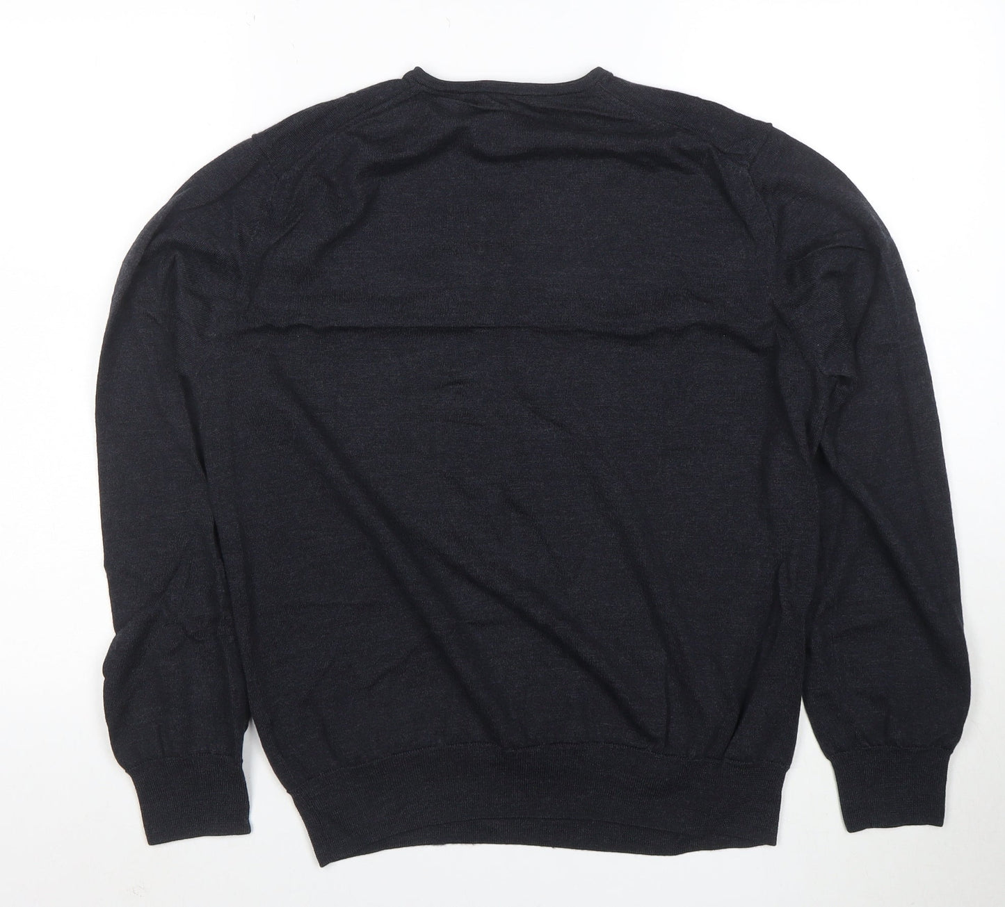 T.M. Lewin Men’s Black Merino Wool V-Neck Jumper L