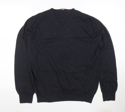 T.M. Lewin Men’s Black Merino Wool V-Neck Jumper L
