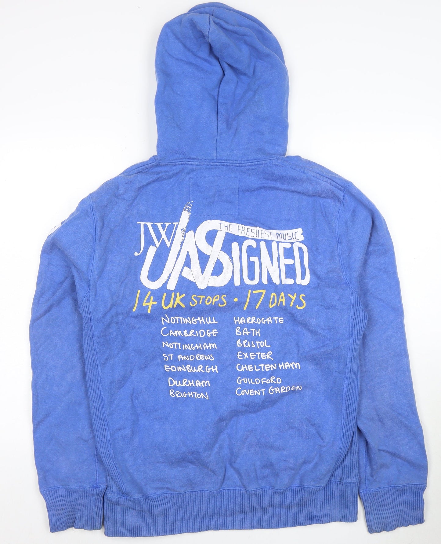 Jack Wills Men's Blue Small Pullover Hoodie Freshers Tour Music Graphic