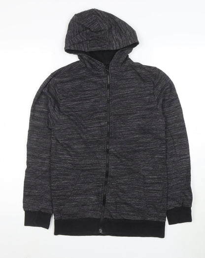 Urban Outlaws Boys Black Full Zip Hoodie Size 13-14 Years Cotton Blend