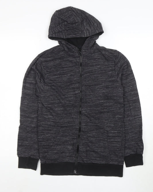 Urban Outlaws Boys Black Full Zip Hoodie Size 13-14 Years Cotton Blend
