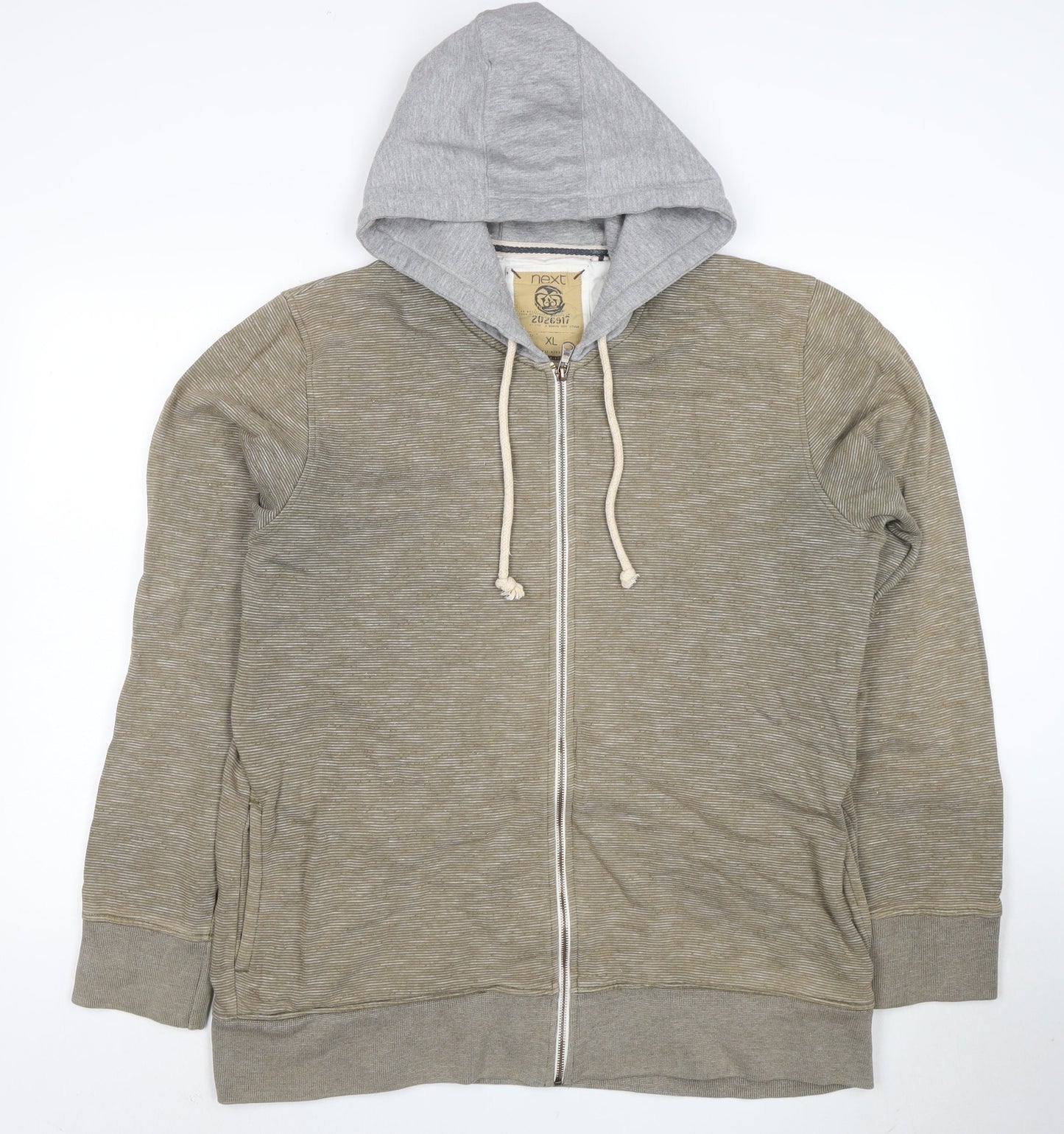 Next Men's Green Full Zip Hoodie XL Cotton Jersey