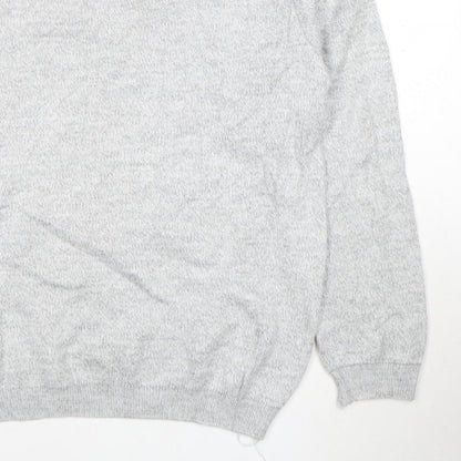 Poltex Mens Grey Crew Neck Knit Pullover Jumper Size L