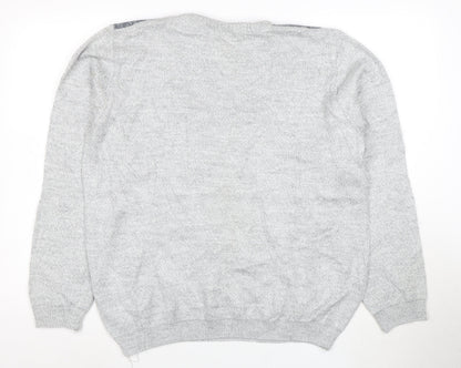 Poltex Mens Grey Crew Neck Knit Pullover Jumper Size L