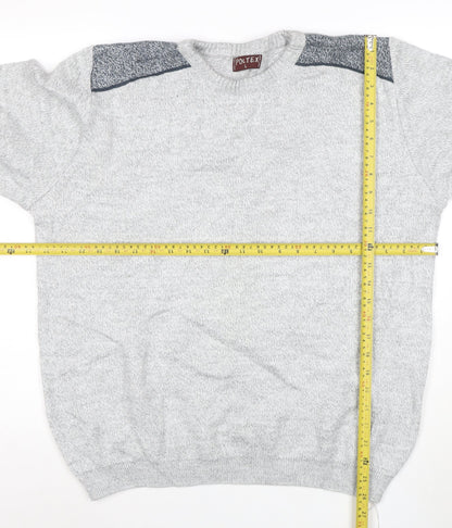 Poltex Mens Grey Crew Neck Knit Pullover Jumper Size L