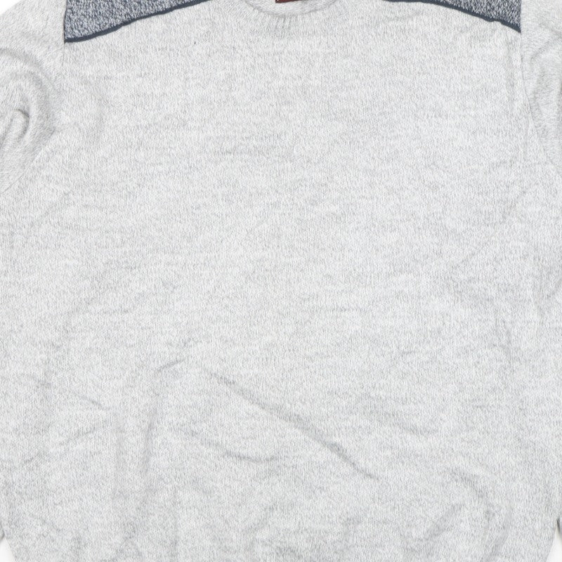 Poltex Mens Grey Crew Neck Knit Pullover Jumper Size L