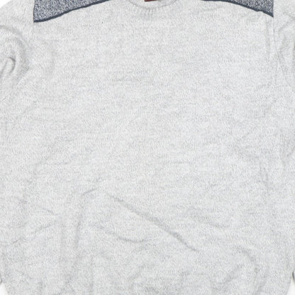 Poltex Mens Grey Crew Neck Knit Pullover Jumper Size L