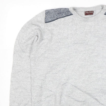 Poltex Mens Grey Crew Neck Knit Pullover Jumper Size L