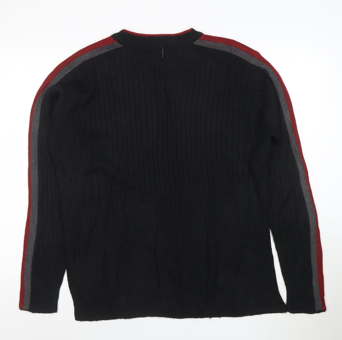 Britches Men's Black Acrylic Crew Neck Ribbed Pullover Jumper M