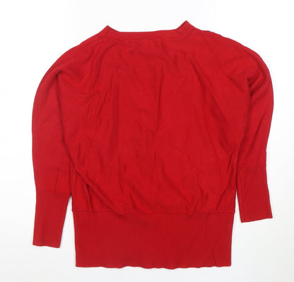 Roman Women’s Red Sequin Floral Tunic Knit Blouse Size 12