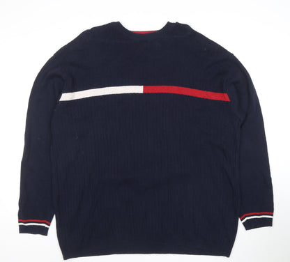 RAG Men's Blue XL Cotton Crew Neck Pullover Jumper