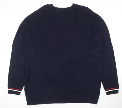 RAG Men's Blue XL Cotton Crew Neck Pullover Jumper