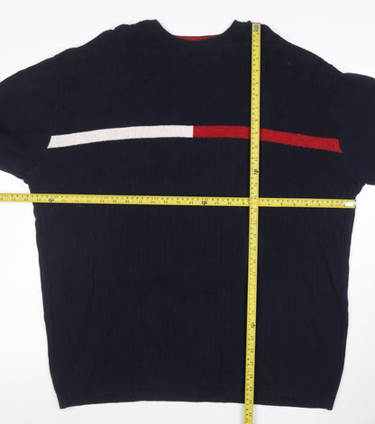 RAG Men's Blue XL Cotton Crew Neck Pullover Jumper