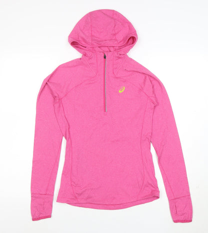 ASICS Women Pink XS 1/2 Zip Hooded Pullover Hoodie