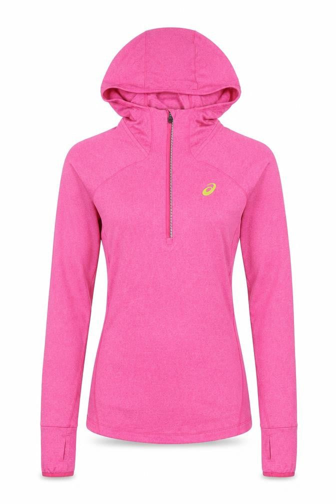 Asics Women Pink XS 1/2 Zip Hooded Pullover Hoodie